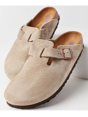 Birkenstock Boston Soft Footbed Clogs Taupe Size 38 US 7-7.5